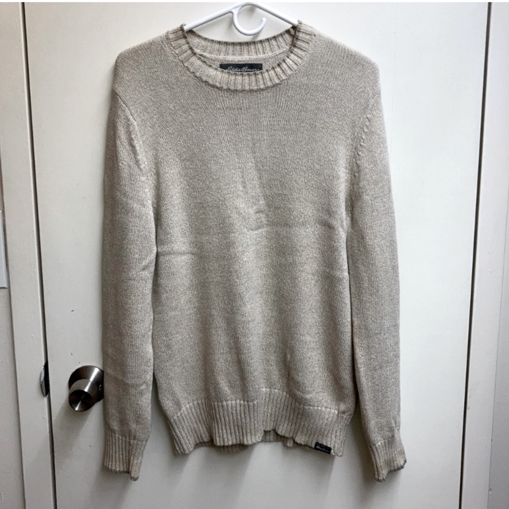 Men’s Eddie Bauer Tan Knit Crewneck Sweater size Small